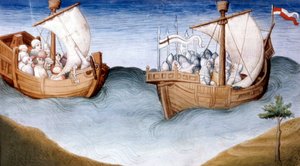 Ms Fr 2810, La flotte des croisés, du Livre des Merveilles, c.1410-12 - and workshop Boucicaut Master